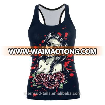 Rockabilly Punk Rock Woman Black Tank Top Shirt Gothic Sexy Vest Tank Top